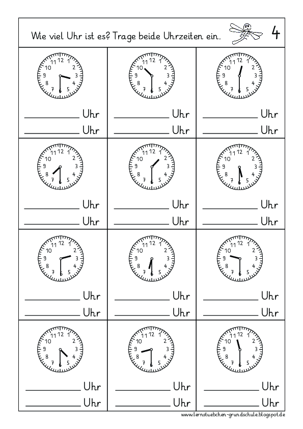 Uhrzeiten ablesen - halbe Stunden (2)